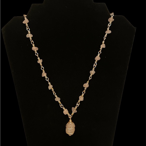 1/20/23*** - 3 for $21 wire wrapped rose quartz beaded necklace - Picture 4 of 4